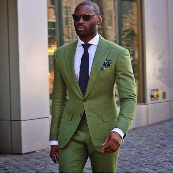 Green Foreign Trade For Business Casual Suit Men's Two-piece Suit