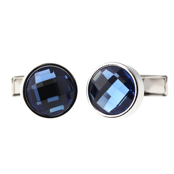 Exquisite Blue Crystal Cufflinks For Men