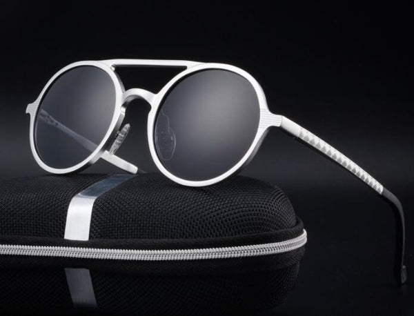 Retro Aluminum Magnesium Sunglasses Polarized Lens Vintage Eyewear Accessories Sun Glasses Driving Men Round Sunglasses