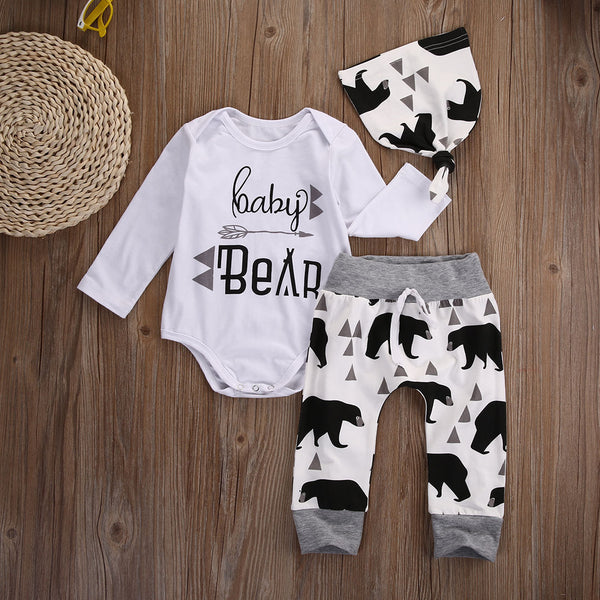 Boys clothes Bear letter Pattern long sleeve Romper