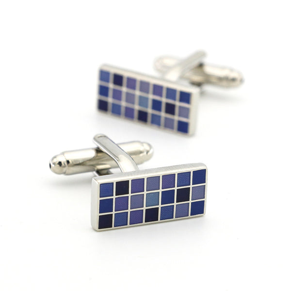 Exquisite Gradient Blue Square Small Lattice Cufflinks