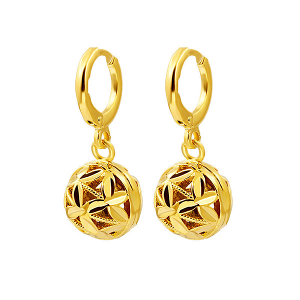 Fashion Wisp Four-Leaf Clover Earrings Women's Vietnamese Sand Gold Imitation 24k Wispy Four-Leaf Clover Wholesale