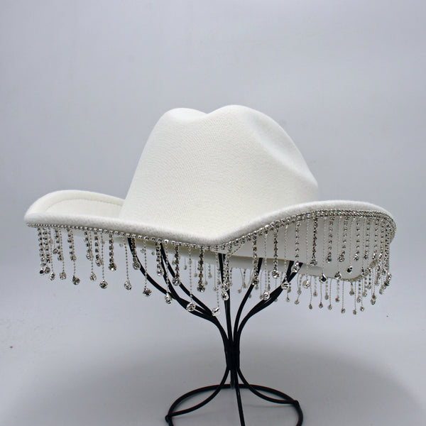 Warped Top Hat With Diamond Tassel Western Cowboy Hat