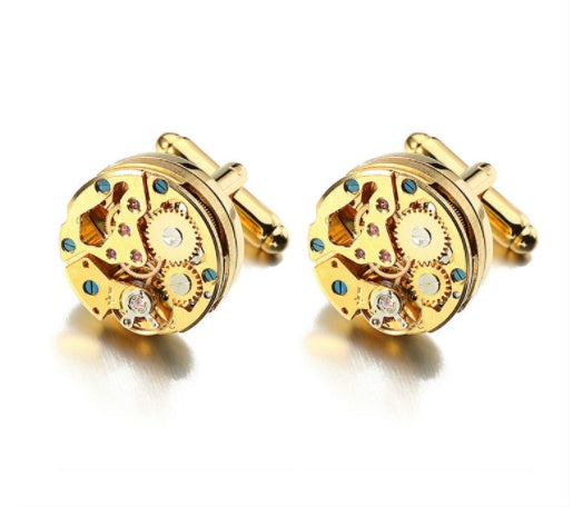 Light Luxury Cufflinks Men's Round Stainless Steel Machinery