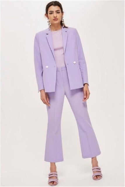 Women's Spring White Peak Lapel Suits Set