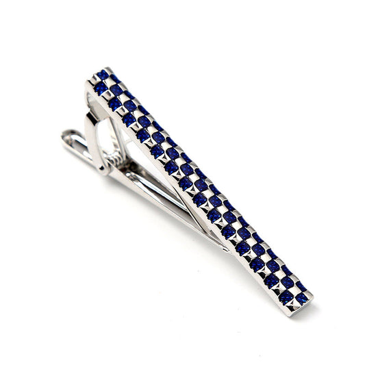 2 Styles Classic Purple Blue Enamel Lattice Tie Clips For Mens