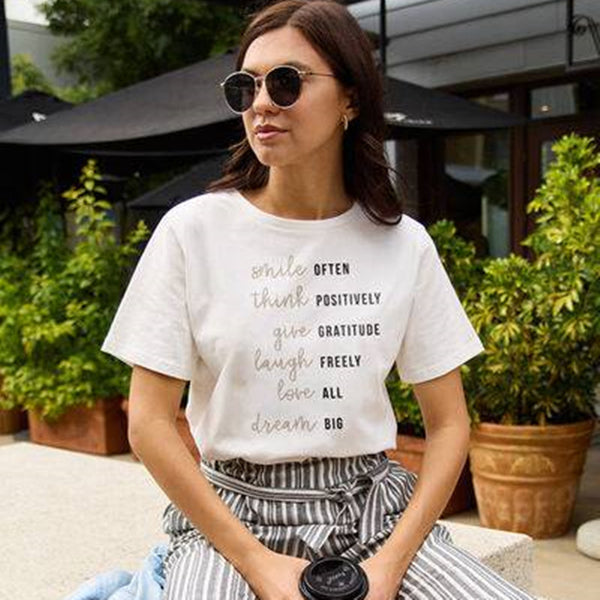 Women's Cotton Inspirational Round-neck Short-sleeved Shirt