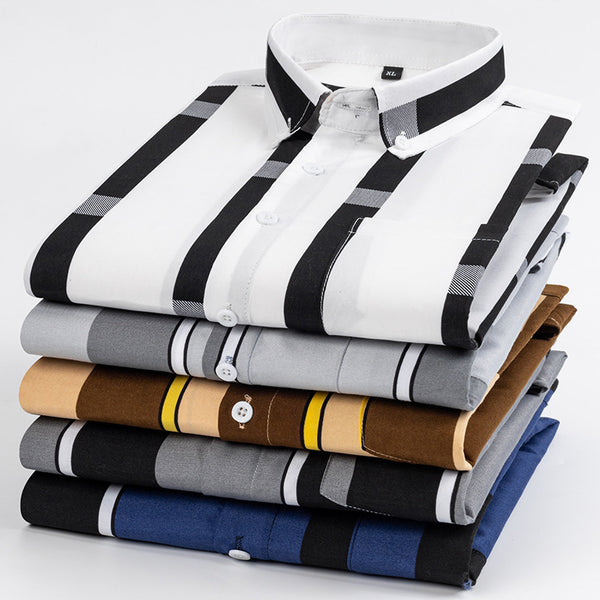 Men's Casual Long Sleeve Wide Striped Shirt