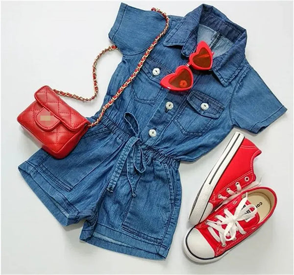 Summer Toddler kids Baby Girl Denim Romper Short Jumpsuit