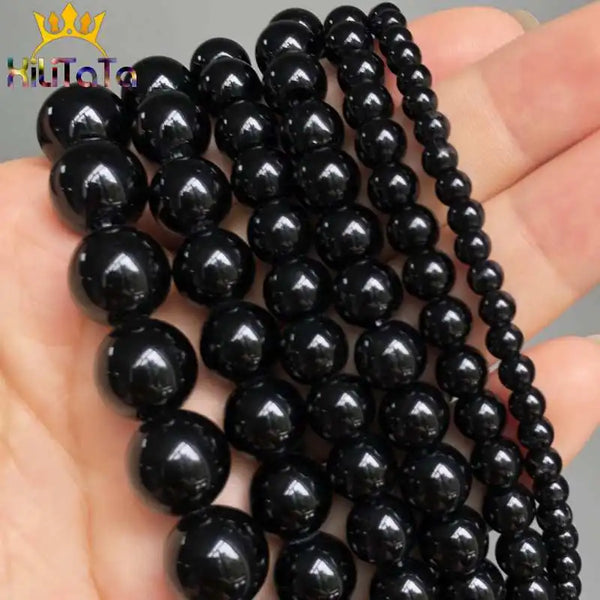 Black Glass Crystal Round Loose Spacer Beads For Jewelry Making DIY Charm Bracelet Necklace 15'' Strands 4/6/8/10/12mm