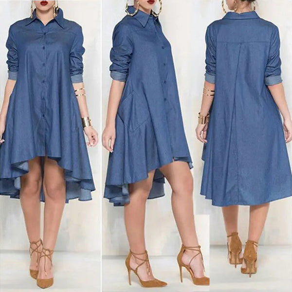 Vintage Vestidos Denim Tunic Dresses For Women