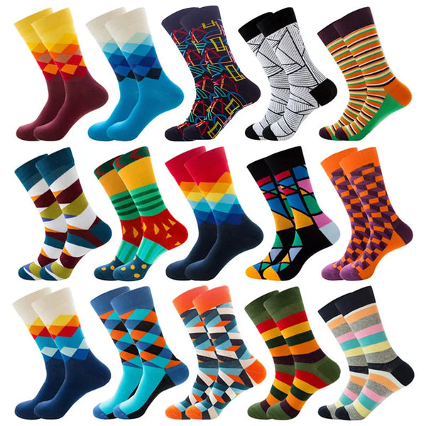 Mens Happy Colorful Striped Quality Socks