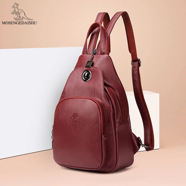 Small Women's Backpacks Designer High Quality Bookbag Pu Leather, Chest Bag Casual Travel Mochila