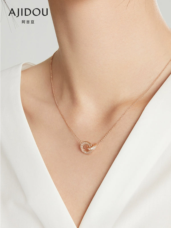 Women's Rose Gold Ring Necklace