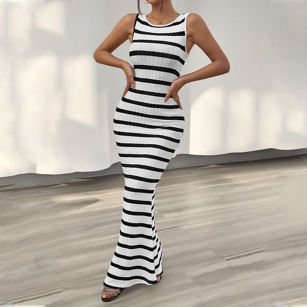 Women's Leisure Slim Striped Sleeveless Dress