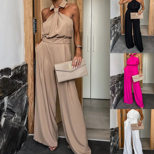 Casual Pocket Sleeveless Loose Multicolor Jumpsuit