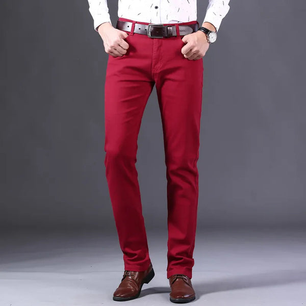 Classic Style Men's  Fashion Business Casual Straight Denim Stretch Trousers