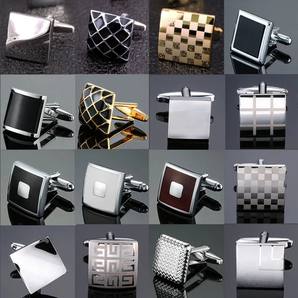 Men’s High Quality Luxury Cuff Links French Square Button Shirts Accessories