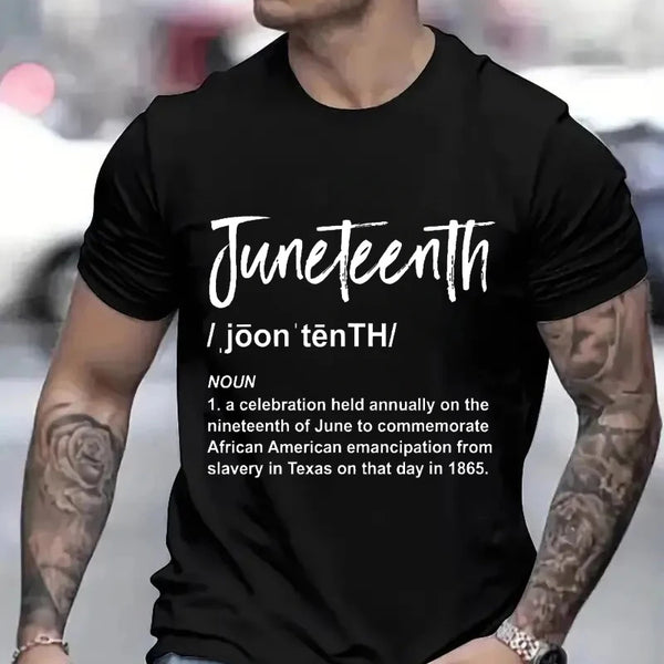 T Shirt for Men Juneteenth 1865 Graphic Black Freedom Print T-shirts