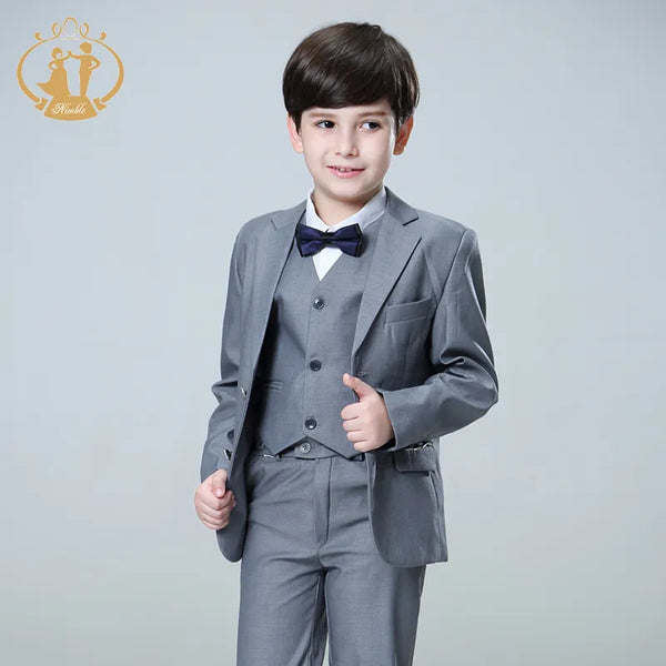 Nimble Spring Autumn Formal Boy Suit for Weddings Children Clothing 3Pcs/Set Blazer Vest Pants