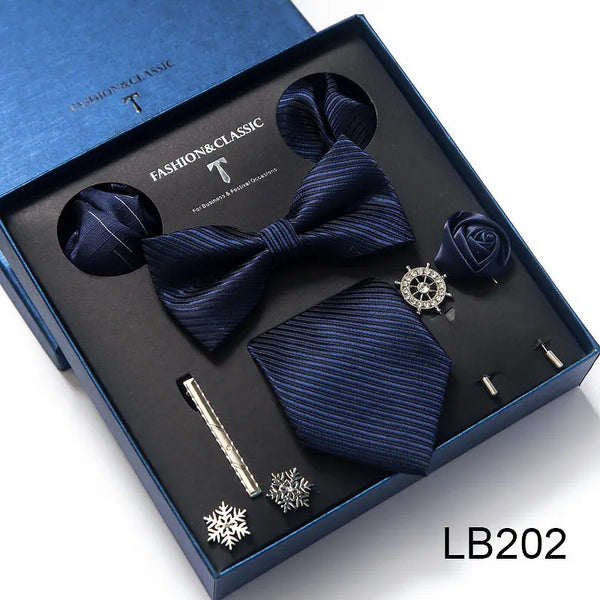 Men's Tie Set Luxury Gift Box Silk Tie Necktie Set 8pcs