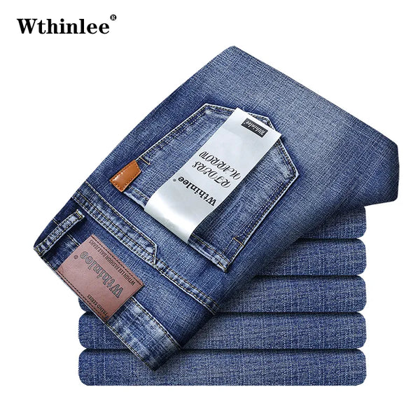 Mens Jeans Casual Straight Stretch Classic Blue Work Denim Trousers Brand-WTHINLEE