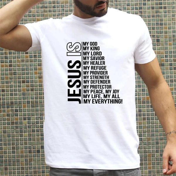 2024 Graphic T-shirt Jesus Is My God King Everything Print Men's T Shirts Christian Religious