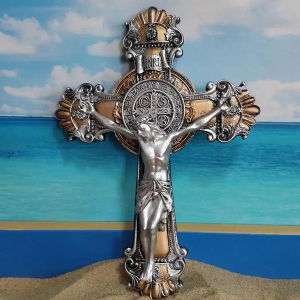 Resin Cross Jesus Crucifix Wall Decoration Religious Jewelry Pendant Making Prayer Hand Holding Cross Carved Holy Crucifix