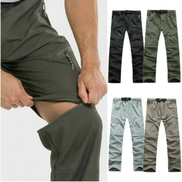 Men's Fashion Convertible Quick Dry Zip Outdoor Hiking Pants Jogging Running Breathable Trousers Shorts