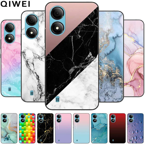 For ZTE Blade A33s Case Black Silicone Bumper Luxury Marble Soft TPU Covers for ZTE Blade s 6.3''