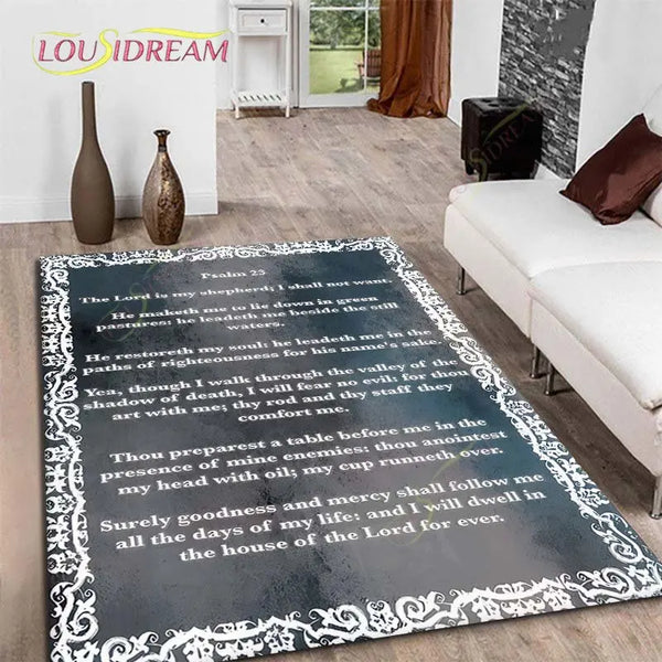 Christ Psalm 23 Carpet Christian Religious Faith Rugs for Living Room Bedroom Corridor Area Rugs Floor Mats Home Decor