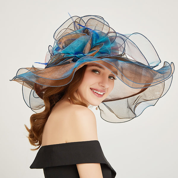Ladies British European And American Style Multicolor Organza Hat