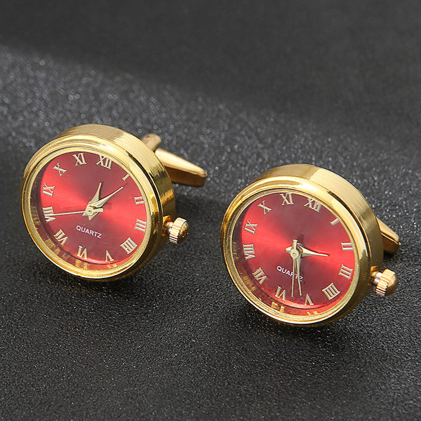 Men's Clock Cufflinks French Rotatable Golden