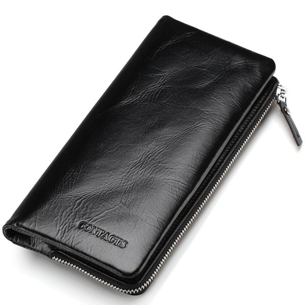 Genuine Leather Men's Wallet Fashion Oil Wax Leather